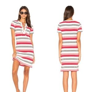 Jack by BB Dakota Red & White Striped Lace-Up Short Sleeve Dress